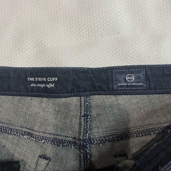 AG Adriano Goldschmied The Stevie Cuff Dark Wash‎ Slim Straight Cuffed Jeans - Picture 2 of 8